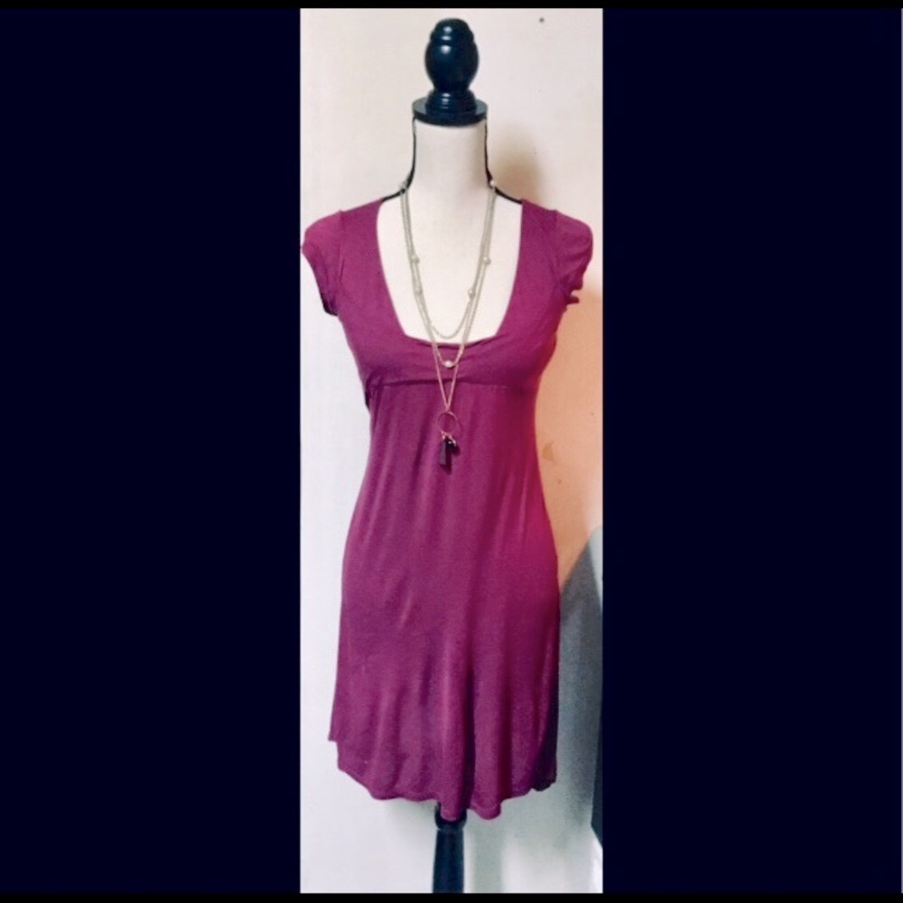 Maroon/Purple Dress, Square Neckline, Sz. M
